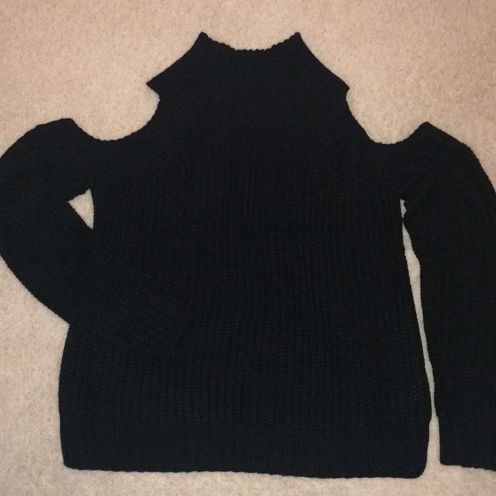 Black Cold Shoulder Sweater